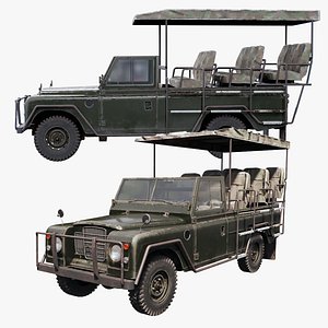 Classic Safari Tour Vehicle 4x4 Hipoly and Lowpoly Bundle