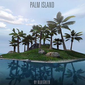 3d lonely island palm trees
