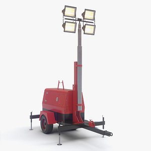 PBR Mobile Light Tower Generator B - Red model