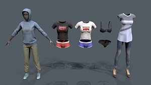 3D casual female clothes pack model