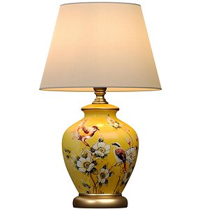 Debby Yellow Ginger Jar ceramic table lamp flower birds pattern 3D model