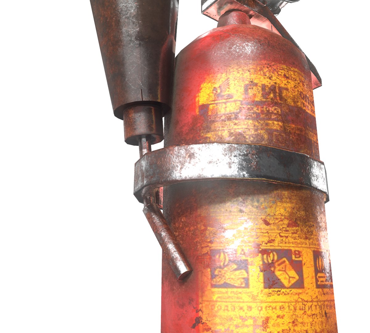 3D Old painted rusty vintage damaged used fire extinguisher da1 ...