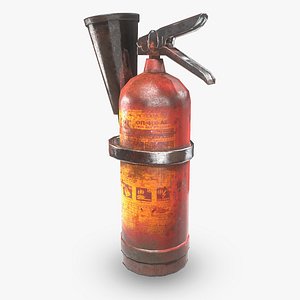 3D Old painted rusty vintage damaged used fire extinguisher da1