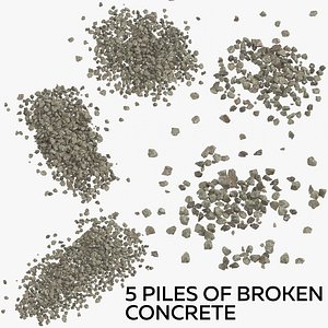 3D 5 piles broken concrete model