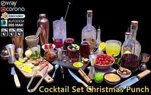 3D cocktail set christmas punch