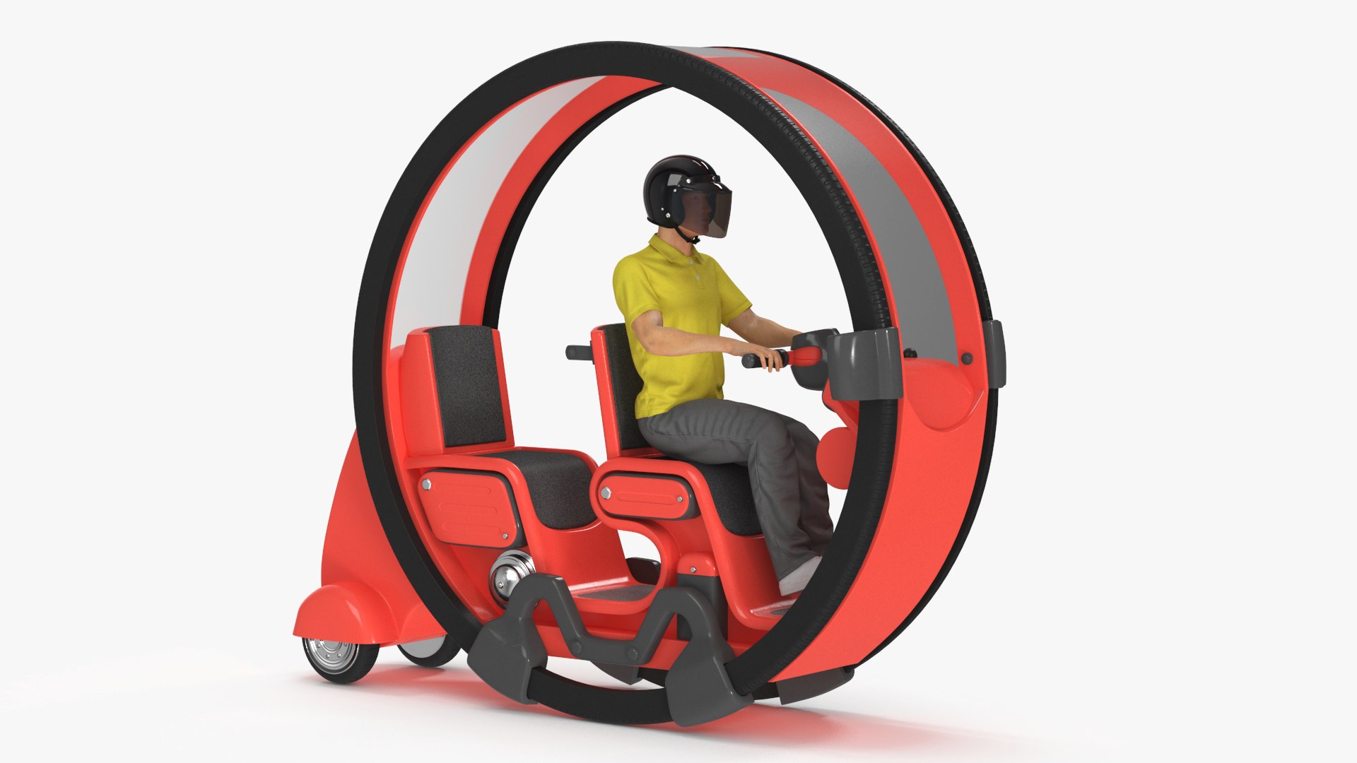 Man in Helmet Driving Sci-Fi Car Tube 3D model preview