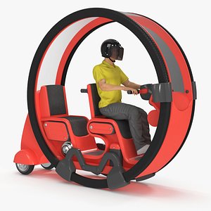 Man in Helmet Driving Sci-Fi Car Tube