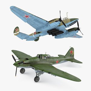 Rigged Soviet Attack Aircrafts Collection 3D model