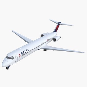 McDonnell Douglas MD-88 Delta Rigged 3D Model
