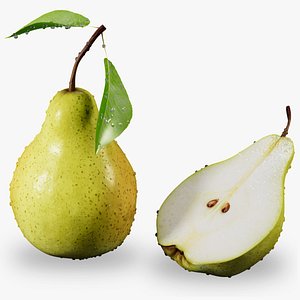 3D Pear and a half with water droplets model