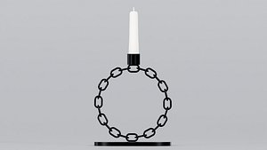 Alphabet O Black Chain Candleholder 3D Model True PBR Renders Zero Cleanup UVs 4K PBR Textures 3D model