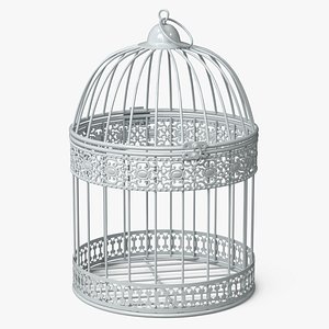 Large Bird Cage Metal White 3D model