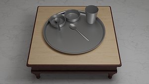 Indian Dinner-set of Steel 3D model