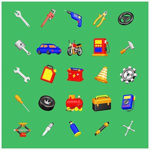 25 3D Automotive Icon Pack