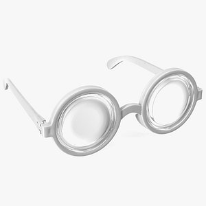 3D White Nerd Glasses