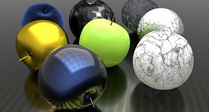 3D apples different materials model
