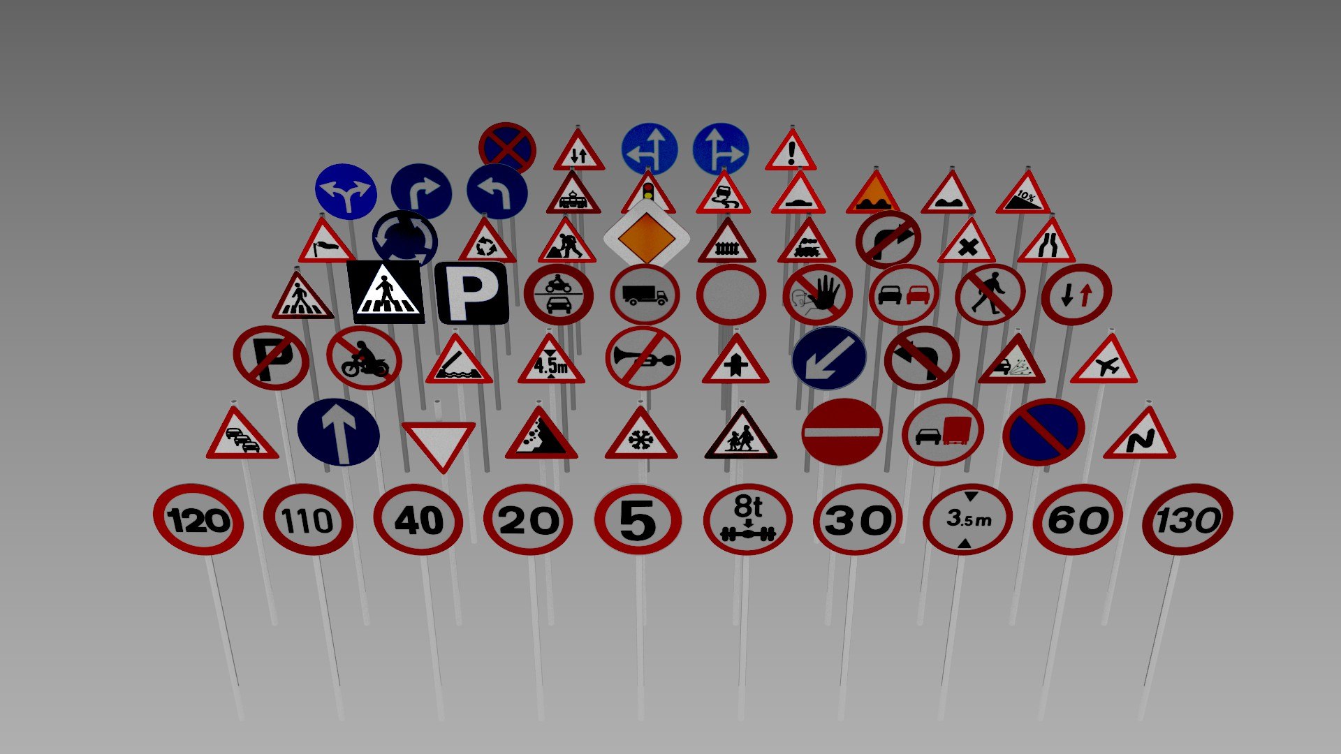 Pack Road Signs 3d Model