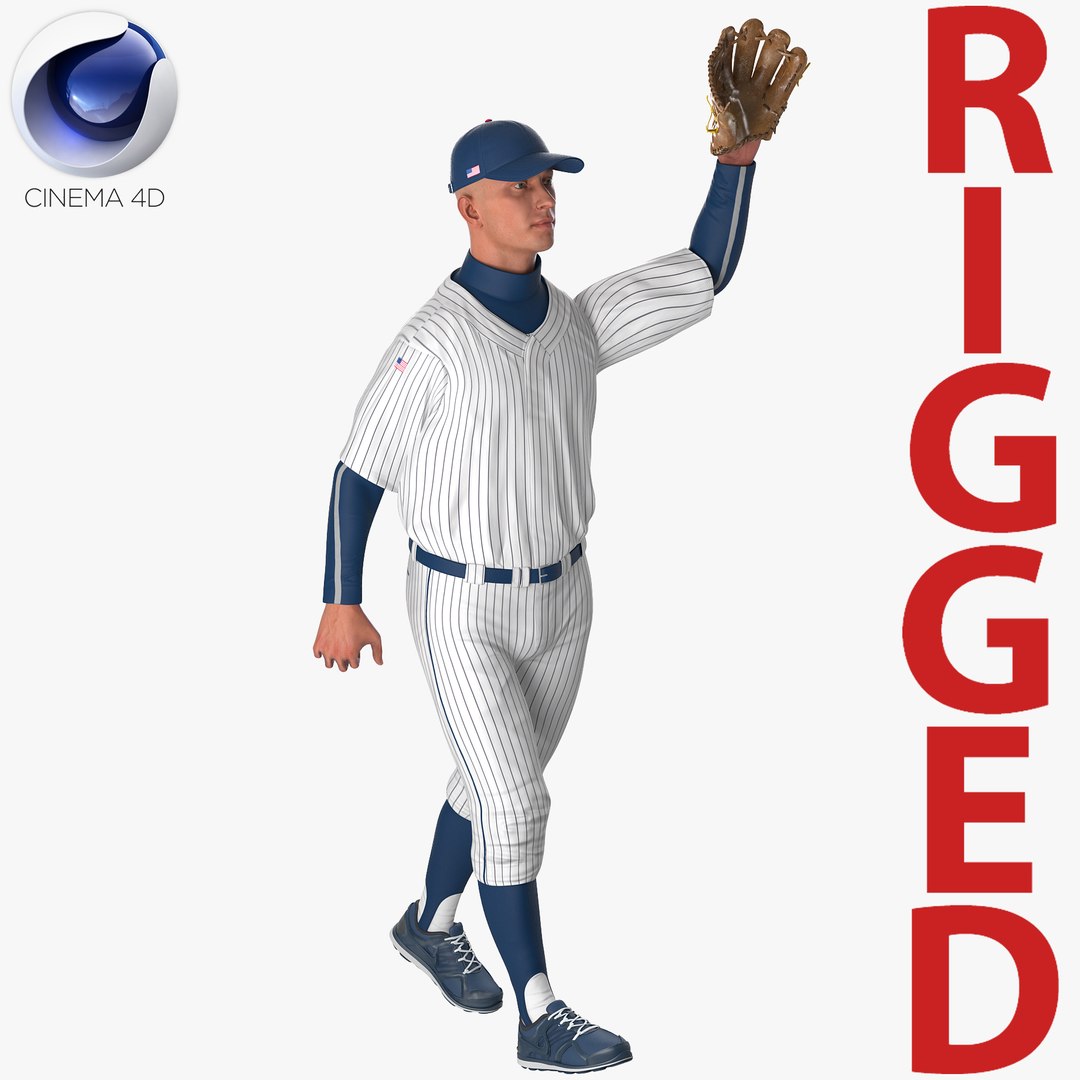 Baseball Player Rigged Generic 6 for Cinema 4D 3D Model 3D model preview