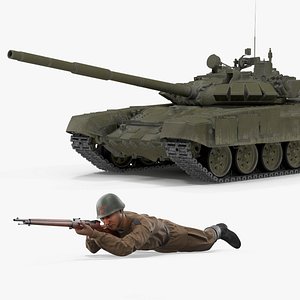 Red Army Tank and Soviet Soldier Lying in Position Collection