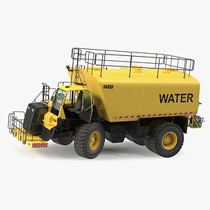 3D Yellow Construction Water Truck Rigged for Maya