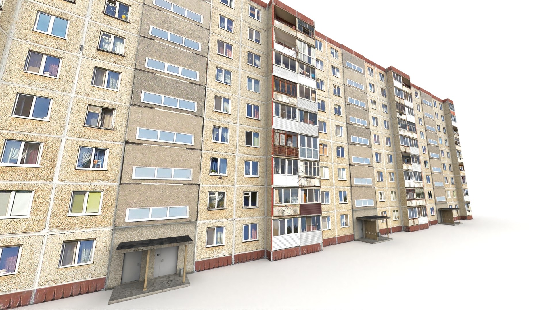 Nine-storey Residential Building 3D Model - TurboSquid 1837768