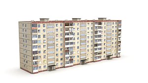 Nine-storey residential building 3D model