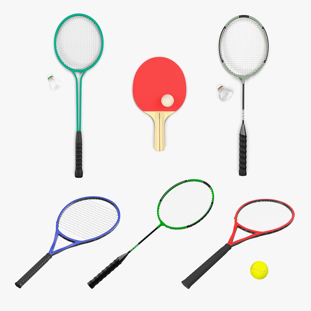 Sport Rackets Collection 4 3D model preview
