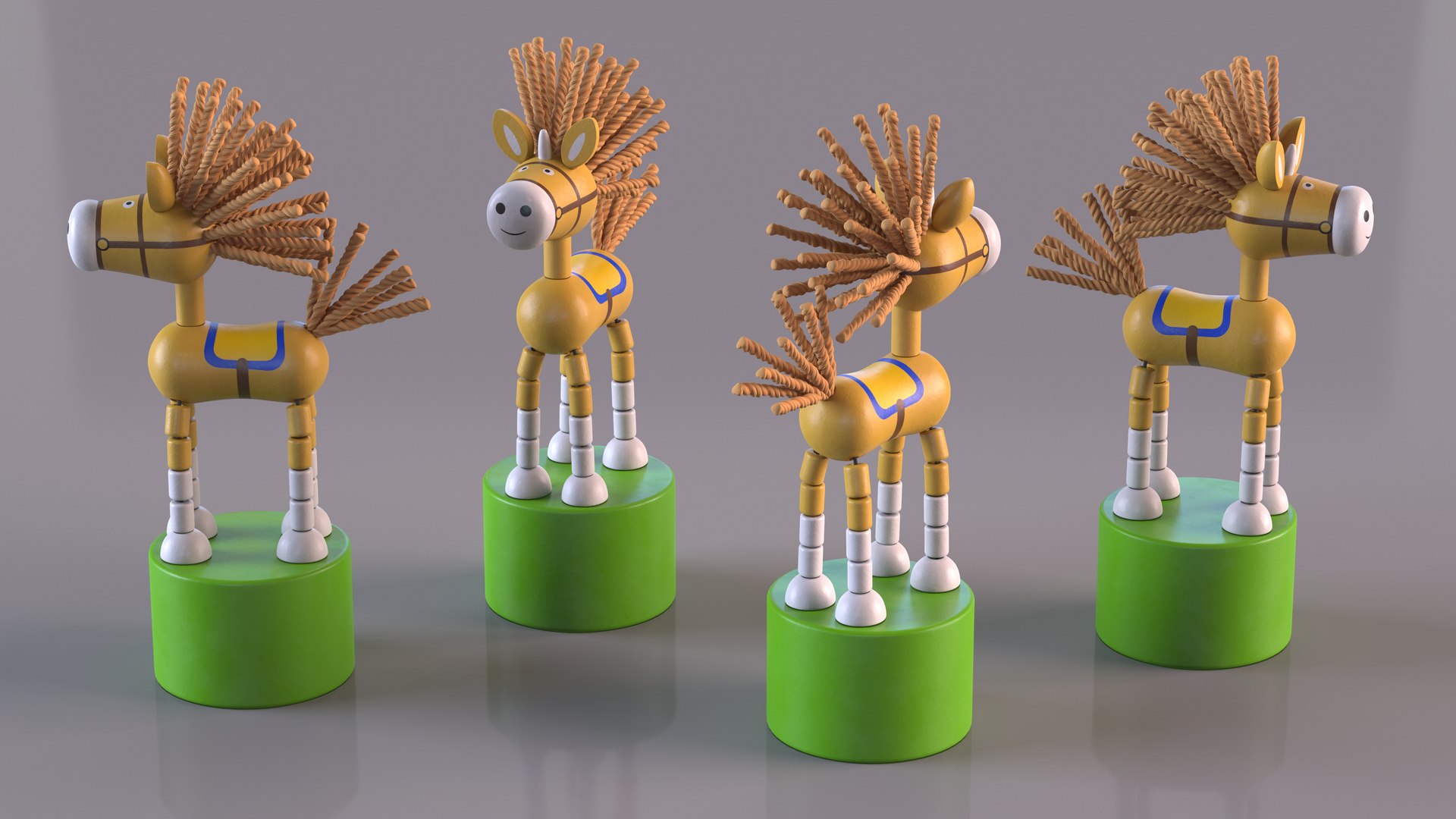 3D Model Yellow Unicorn Push Puppet Toy - TurboSquid 2015844