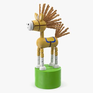 Yellow Unicorn Push Puppet Toy