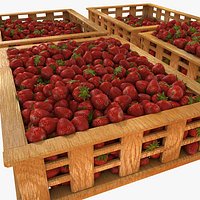 Strawberry Fruit Crates Case Market Store Shop Convenience General Grocery Greengrocery Detail Prop Fair Plantation Jungle South Plant Garden Greenhouse