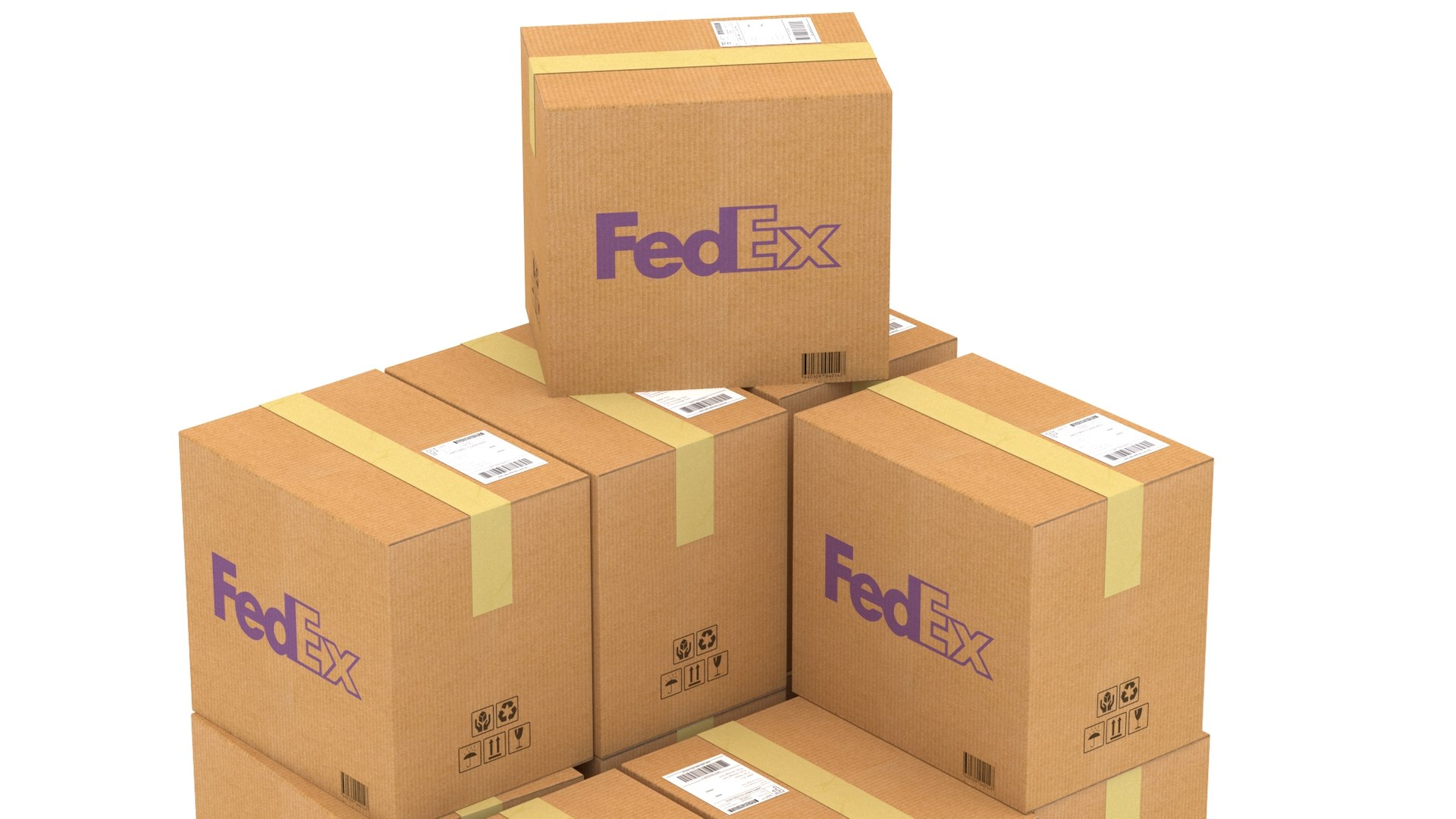3D Fedex Cardboard Box With Pallet Model - TurboSquid 1816018