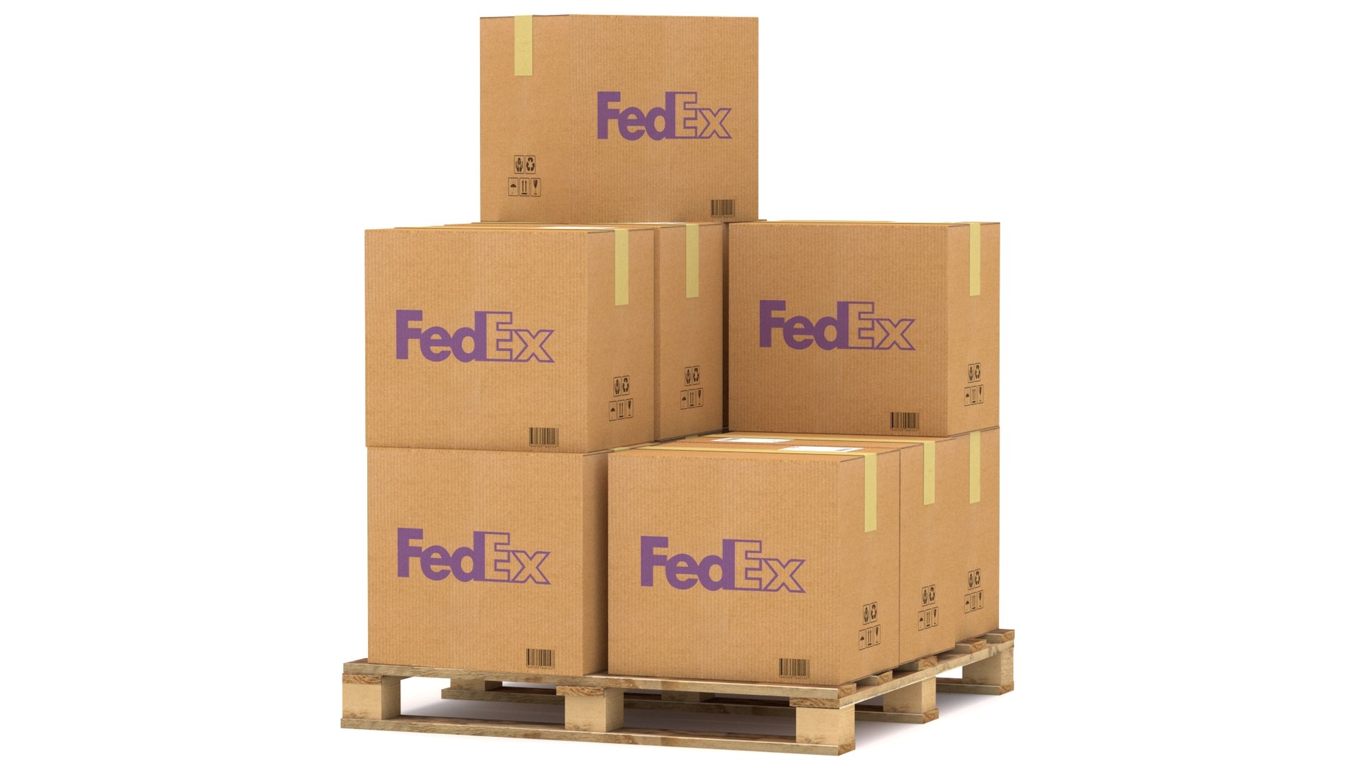 3D Fedex Cardboard Box with Pallet model - TurboSquid 1816018