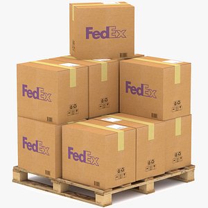 3D Fedex Cardboard Box with Pallet model