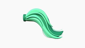 3D Furry Tail A07 Green - Headband Character Design
