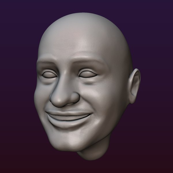 3D Male head 6 Bald head