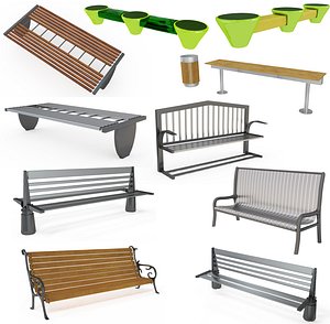 Park Bench Collection 3D model