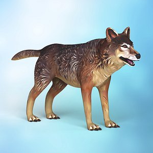cartoon wolf 3D model