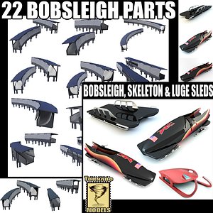 3d bobsleigh track parts sleds