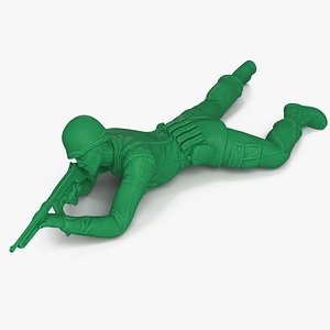 Green Plastic Toy Soldier Lying Prone with Rifle