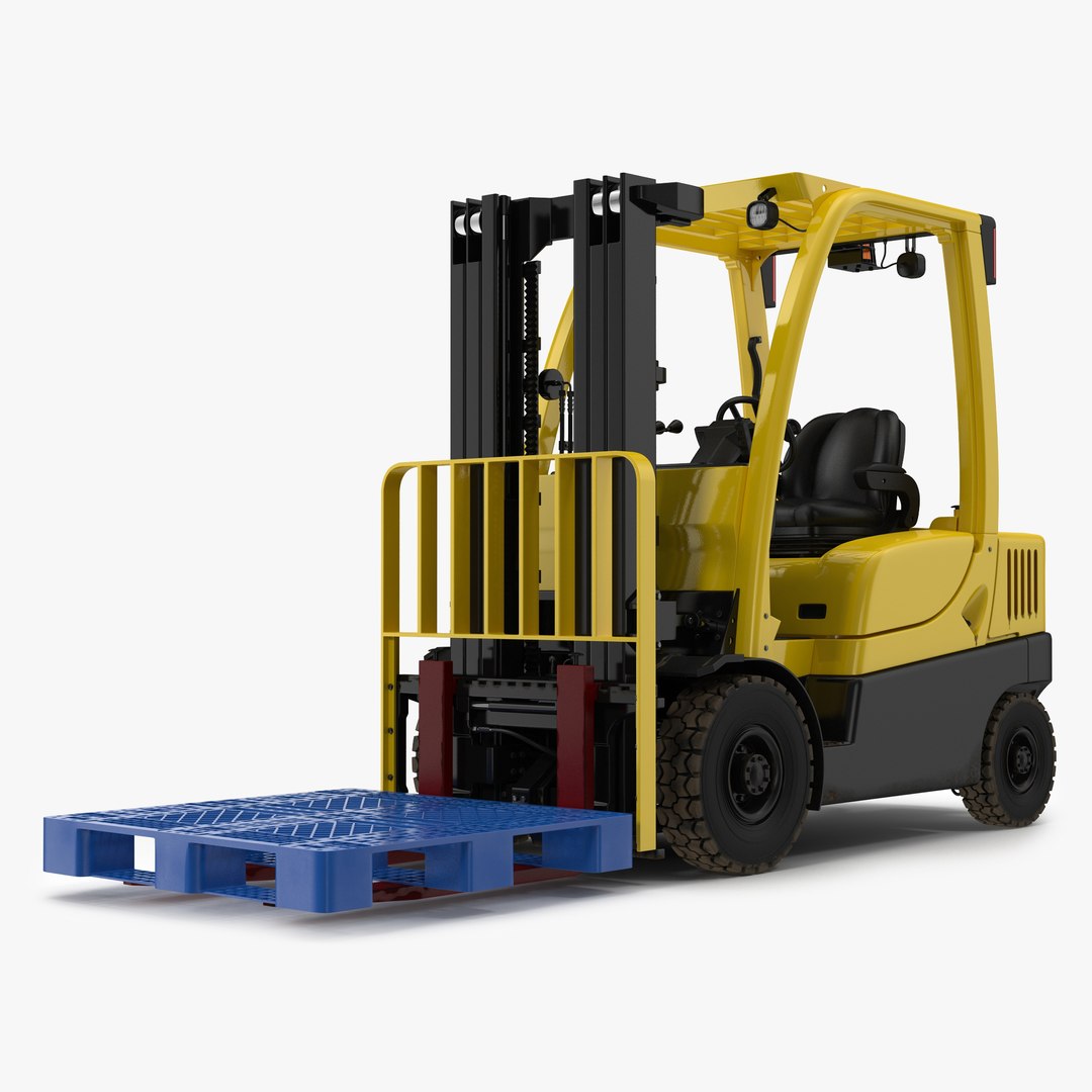 Forklift with Plastic Pallet 3D Model 3D model preview