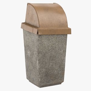 Outdoor Trash Receptacle Push Door Concrete Damaged