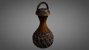 ornated wooden bottle 3D model