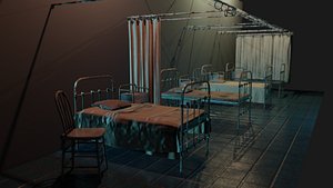 ABANDONED HOSPITAL - asset pack Low-poly 3D model