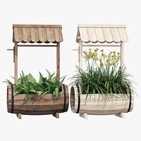 Litteral Wood Barrel Planter
