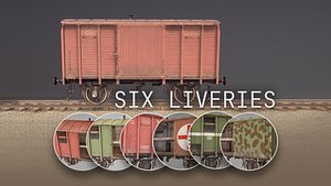 railway covered goods wagon 3D