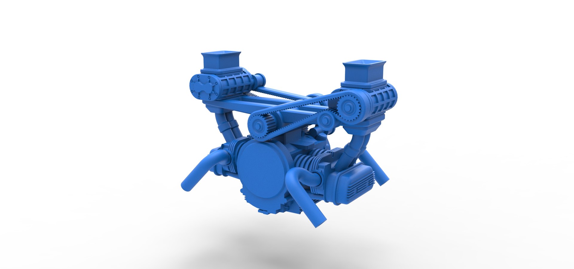 3D model Diecast Flat 4 engine with double supercharger Scale 1 to 25 ...