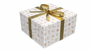 3D Christmas Present PBR White 09