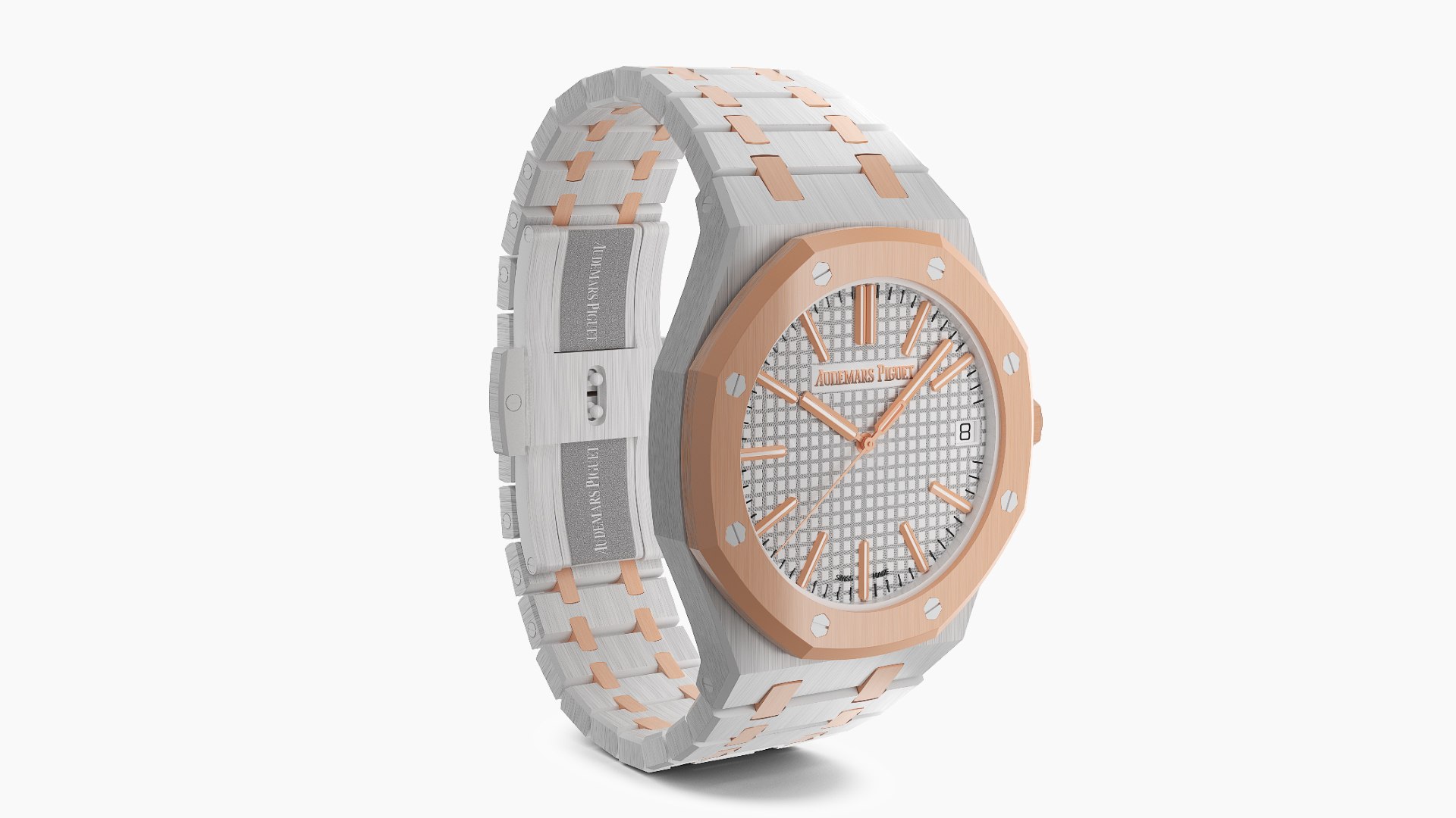 Audemars Piguet Royal Oak Silver-Toned Two-Tone Grande Tapisserie 3D model preview