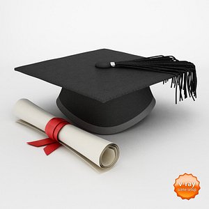 Graduation cap and diploma