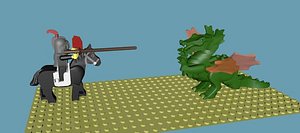 3d model lego knight dragon rigged